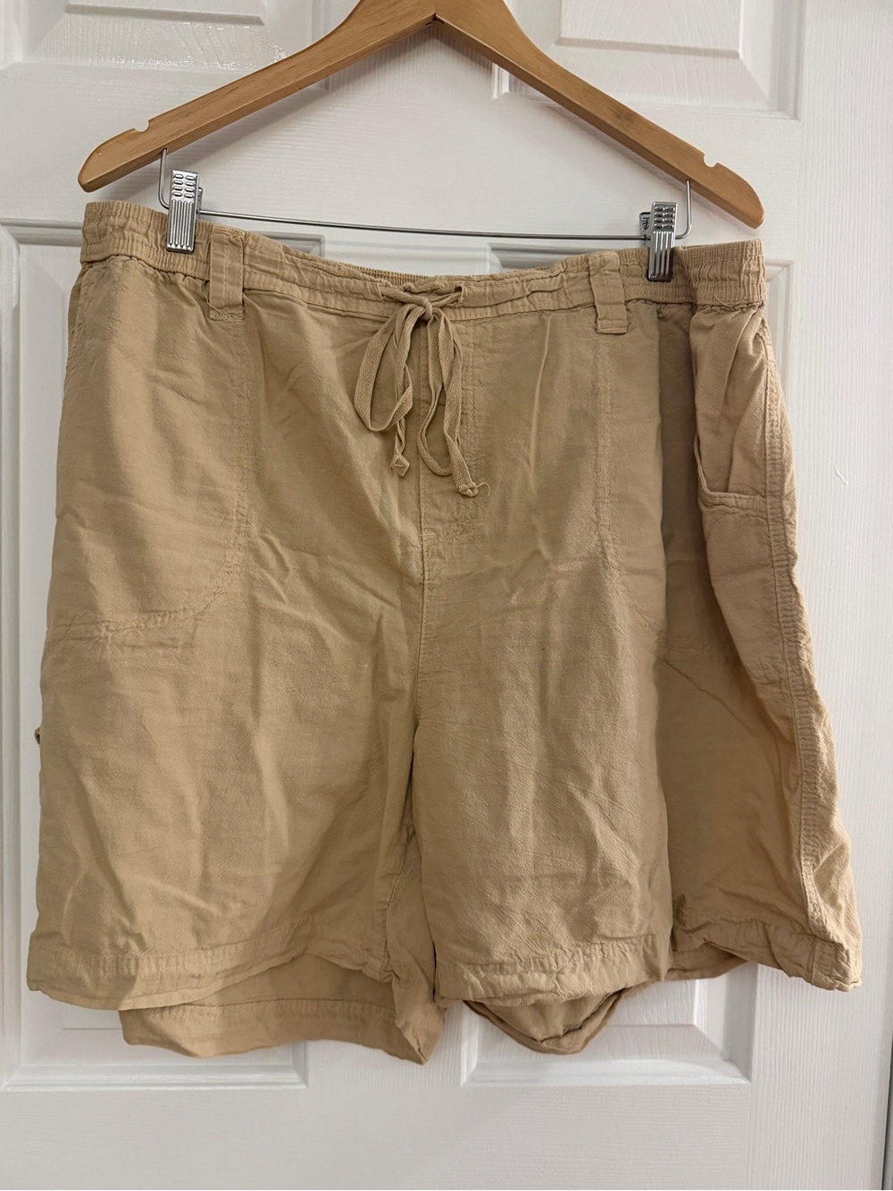 Women's Drawstring Casual Linen Shorts - Beige